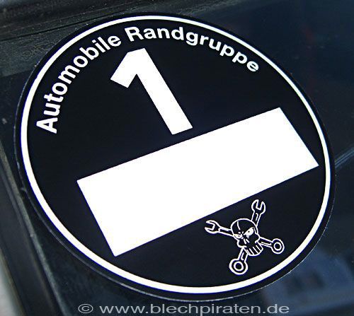 Feinstaubplakette Umweltplakette Automobile Randgruppe 1 Blechpiraten schwarz Motorboutique